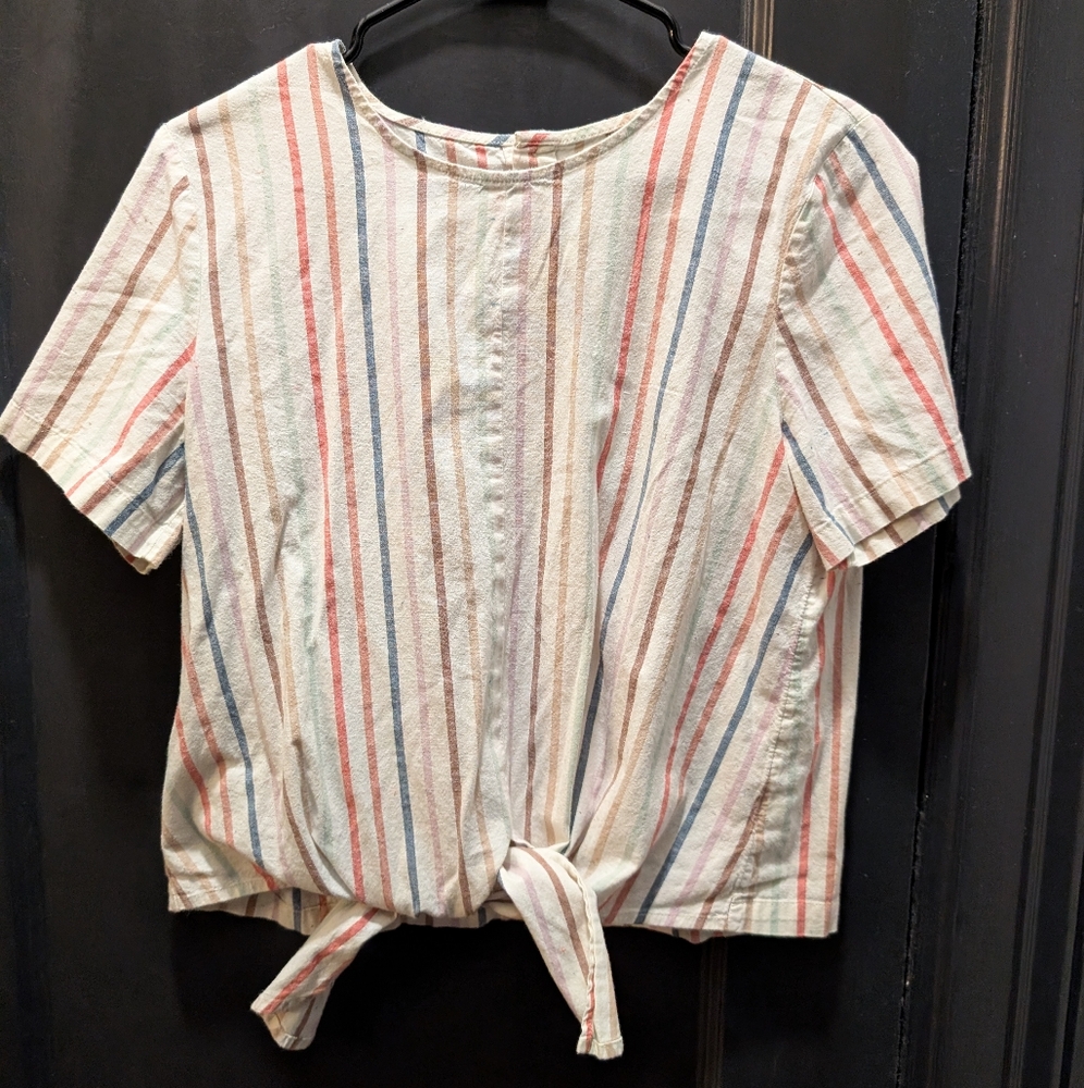 Madewell Striped Tie-Front Women's Top